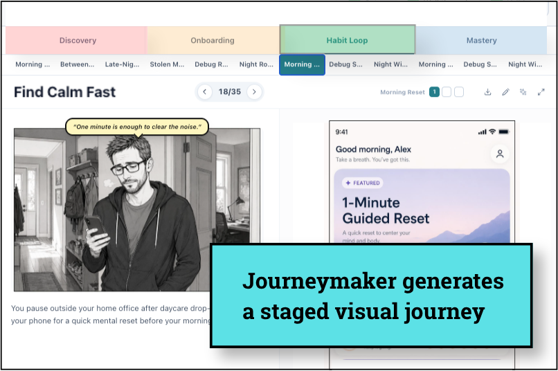 A staged visual journey generated by JourneyMaker